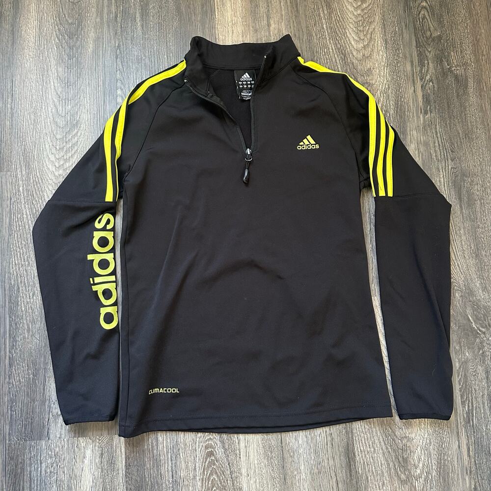 Adidas ClimaCool Black Yellow 1/4 Zip Pullover Athletic Jacket Small